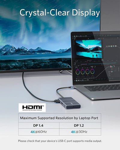Imagen 4 de 7 de Hub Usb-c - Anker - 2 Port Usb 3.0 - Hdmi 4k 60hz - Sd - Pd