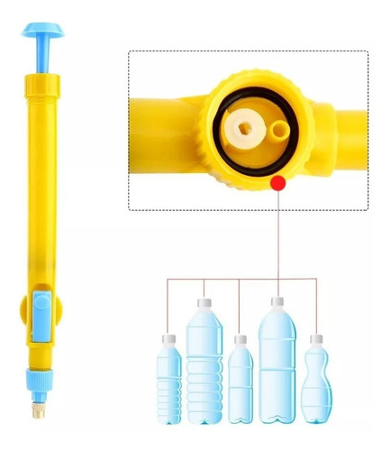 Kit 2 Pulverizador P/ Garrafa Pet Manual De Pressão Multiuso Cor Azul/amarelo