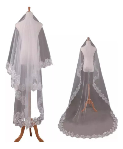 4m Una Capa Mujer Trailing Cathedral Velo De Novia Largo Emb