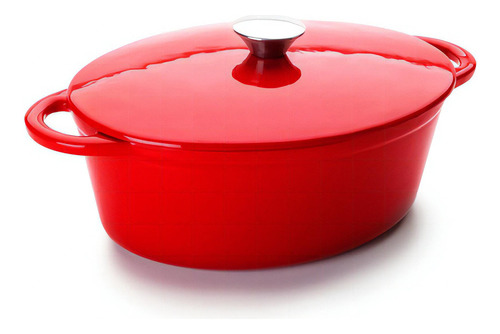 Cocotte Ovalada Olla De Hierro Fundido 3.3 Litros Roja Ibili Color Rojo