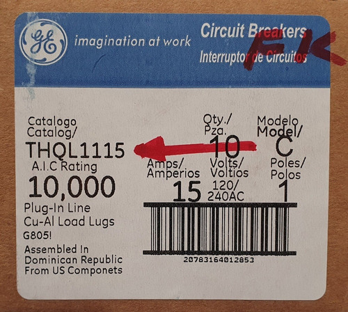 Imagen 9 de 9 de Pastilla Eléctrica General Electric Thql 1115
