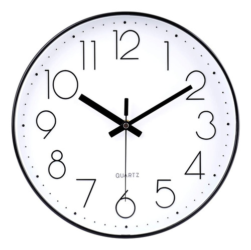 Reloj De Pared Jomparis, Abs, Diámetro 30 Cm, Blanco Y Negro
