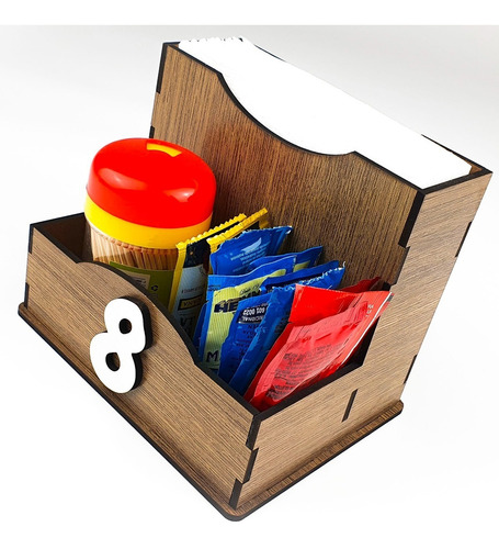 Porta Guardanapo De Madeira Mdf Rústico Galheteiro Kit 10 Un