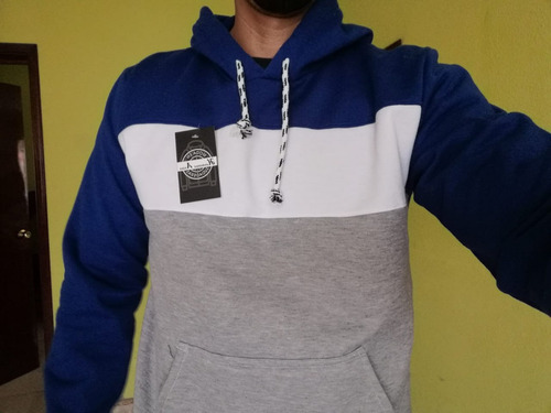 Sudadera Azul, Gris Y Blanco