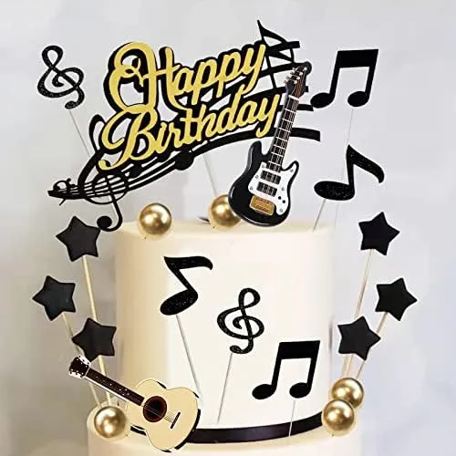 24 Pcs Adornos Para Pastel De Cumpleaños De Guitarra Modelo