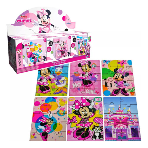 Mini Quebra Cabeça 10 Peças Minnie Mdf
