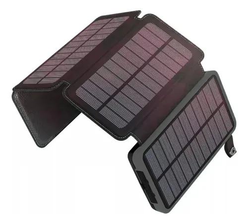 Power Bank Bateria Solar 20,000mah Panel Solar Plegable Color Negro