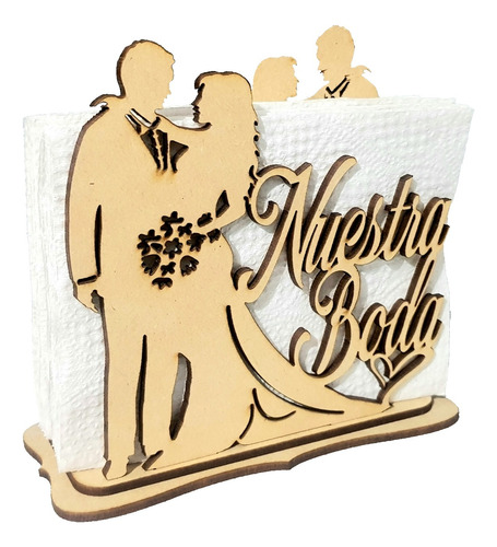 Servilleteros Para Bodas Con Forma De Novios 6pz De Mdf M1 Nuestra Boda