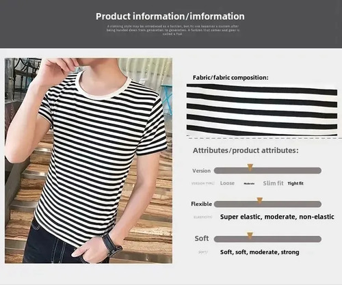 Camiseta De Manga Corta A Rayas A Rayas Para Hombre, Ropa De