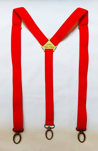 Tirador Pantalón Suspenders Mosquetón Bronce Rojo 3cm