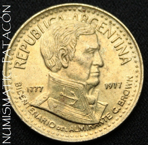 Argentina 5 Pesos 1977 Guillermo Brown # 325 - Cuño Roto