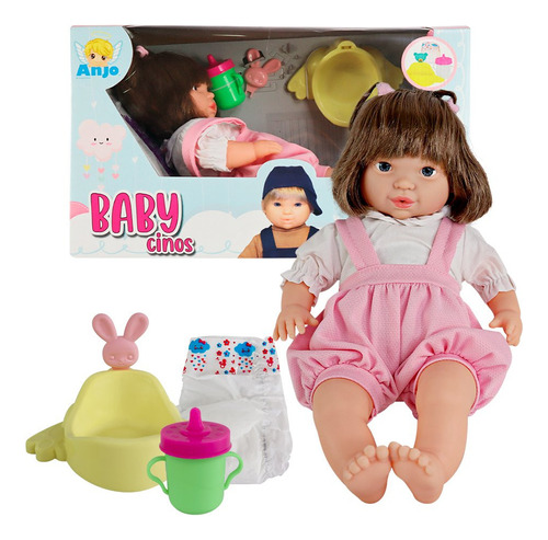 Boneca Anjo Babycinos Faz Xixi Com Roupinha E Acessórios