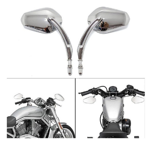 2 Espejos Retrovisores Plateados Qc-m-806f Harley Davidson