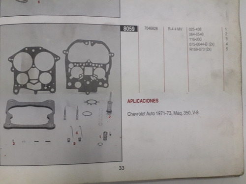 Repuesto Carburador Rochester 4 G Chevrolet Auto 71 73 350v8