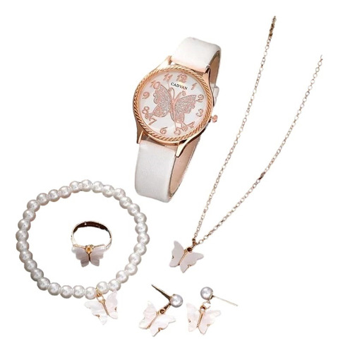Kit Reloj Mariposa Para Mujer + Juego De Collar Aretes 