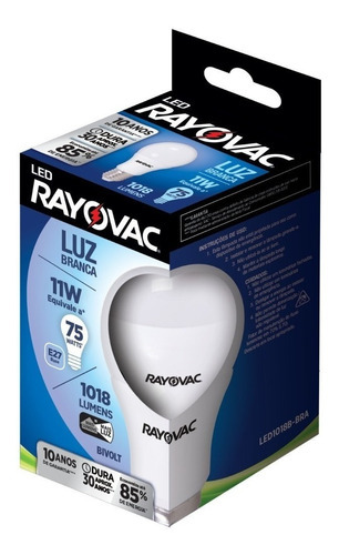 1 Lampada Led 11w Luz Branca 6500k Rayovac Bulbo Soquete E27