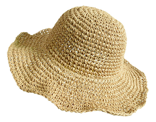 Sombrero De Paja Plegable De Ala Grande De Verano For Mujer