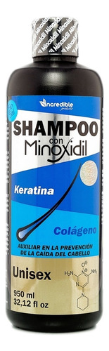 Shampoo Incredible Minoxidil Con Colágeno en botella de 950mL por 1 unidad