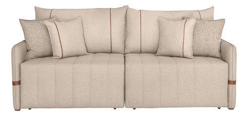 Sofá Cama Retrátil 160cm Essence D05 Linho Bege/camel Cor Creme