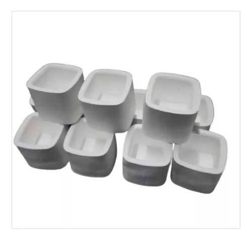 Maceta De Yeso Cuadrada Souvernir Velas Cera Soja Decoracion Blanco 50 Unidades