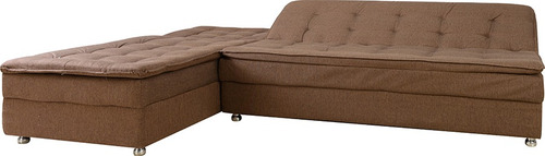 Imagen 3 de 8 de Sofa Cama Marron Tela Gris Living Divino