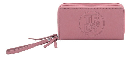 Billetera Fichero Mujer Cuero Sintetico Monedero Tarjetero Color Rosa Diseño De La Tela Liso