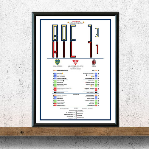 Cuadro Final Boca Vs Milan 2003 Con Vidrio 30cm X 40cm