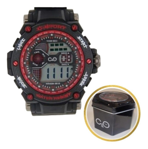 Reloj C&o Digital G-sport Negro Con Rojo - Queoferta.uy