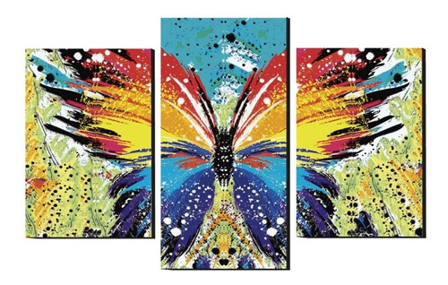 Cuadro Decorativo Tríptico Mariposa De Colores
