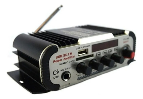 Potencia Con Radio Bluetooth Usb Is-amp221bt 40wrms 12v Color Negro
