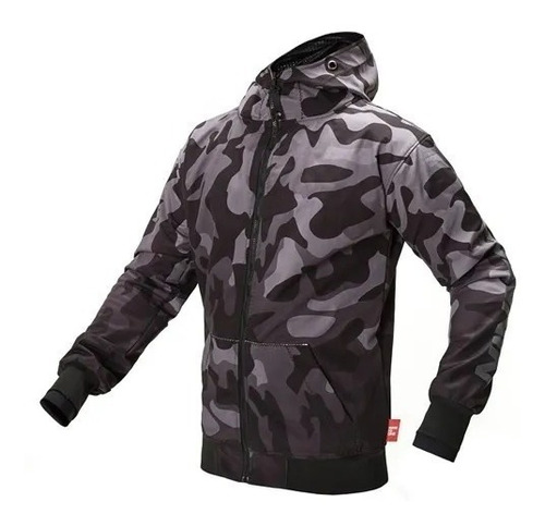 Campera Nine To One Softshell Zip Hoodie Camo Maldonado Moto