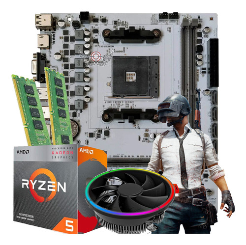 Kit Upgrade Amd Ryzen 5 2400g + B450 + 32gb 3200mhz Cor Preto