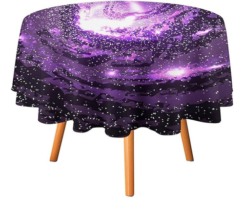 Purple Galaxies Nebulae Cosmos Round Tablecloth Washable Ta