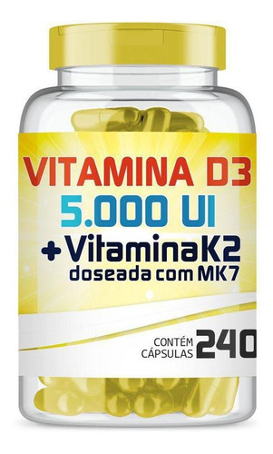 Vitamina D3 5.000ui + Vitamina K2 150mcg Com 240 Cápsulas