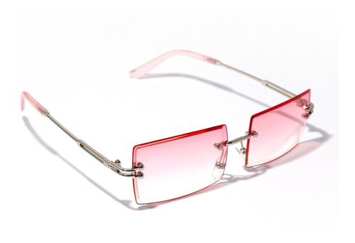 Gafas Sin Marco Filtro Uv400 Lente Rosa Varilla Plateado