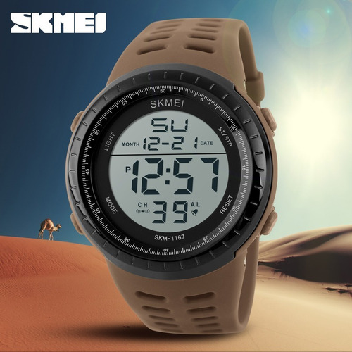 Relógio Masculino Digital Militar Airsoft Skmei 1167 Caqui
