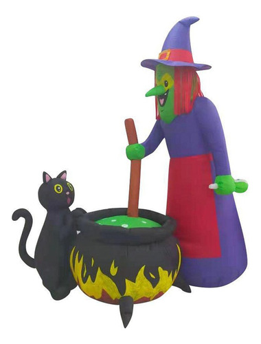 Inflable Halloween Bruja Con Olla Con Luz Decorativo 1.80mts