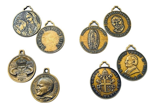 Dijes Medallas Conmemorativa San Juan Pablo Ii Oro Viejo 6pz