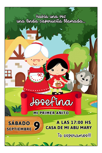 Caperucita Roja Tarjeta Invitación Digital Whatsapp