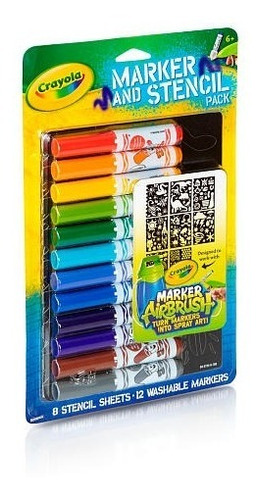Crayola Aerógrafo Marker Y Stencil Paquete Clásico