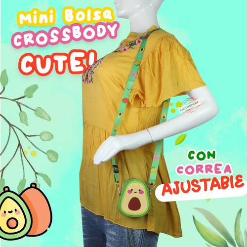 Imagen 3 de 5 de Mini Bolsa Crossbody Aguacate Kawaii Cute Silicon