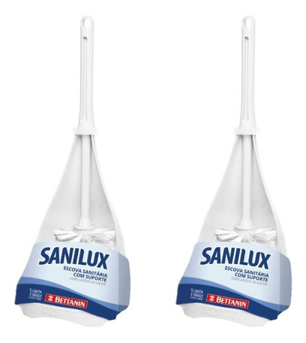 2 Escovas Sanitárias Banheiro Vaso Suporte Plástico Branco