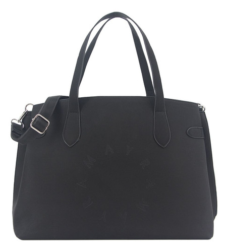 Cartera Amayra Tote Bag Rígida Urbana 67.c2316 Acabado De Los Herrajes Níquel Color Negro Correa De Hombro Negro Diseño De La Tela Liso