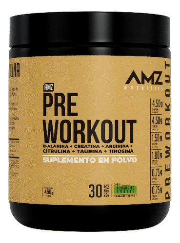 Pre Entreno Amz Pre Workout 450gr 30 Servicios Sabor Ponche de frutas