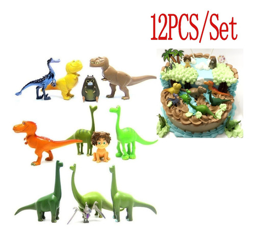 12pcs Pvc Dinosaurio Maestro Decoración Pastel De Cumpleaños