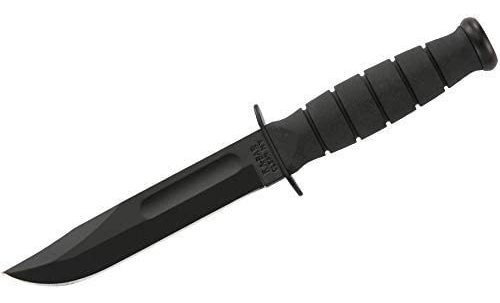 Cuchillo De Filo Recto Ka-bar Con Funda De Cuero, Negro