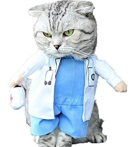 Nacoco Perro Gato Ropa Halloween Vaqueros Doctor Disfraz Mas