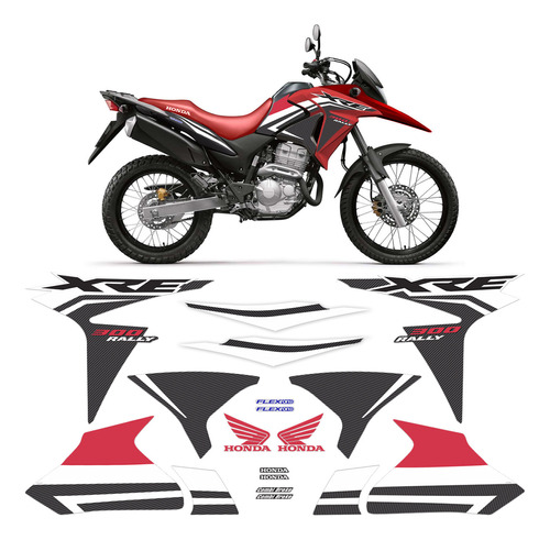 Kit Adesivos Moto Honda Xre 300 Rally 2016 Carbono Genérico