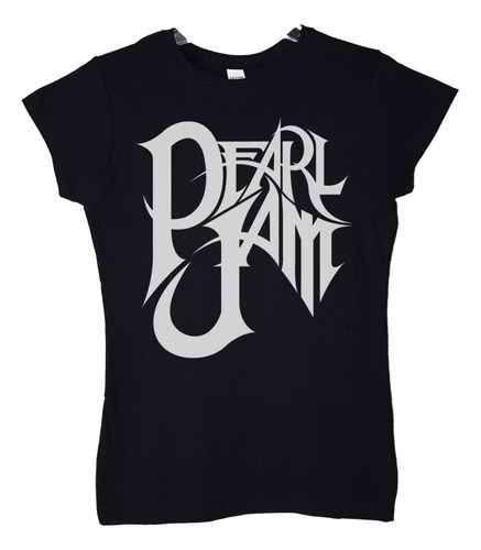 Polera Mujer Pearl Jam Logo Blanco Rock Abominatron