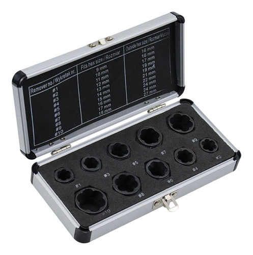 Juego De 10 Extractores De Tuercas, Caja Pequeña